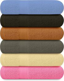 QUBA LINEN Bamboo Cotton Bath Towels-27x54inch - 6 Pack Shower Towels