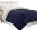 DunaWest Genoa King Size Box Quilted Reversible Comforter , Silver and Blue