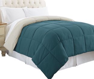 DunaWest Genoa King Size Box Quilted Reversible Comforter , Blue and Gray