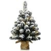 24 Inch Pre-Lit Snow Flocked Tabletop Battery Operated Christmas Tree