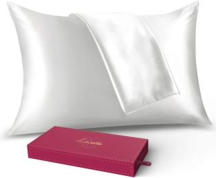 Silk Pillowcase for Hair and Skin, Lacette 25 Momme 100 Percentage 6A Soft Silk Pillow Case with Hidden Zipper, 600 Thread Count, A Side Silk, B Side