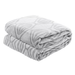 Pack Of 2 Back Printing Shaved Flannel Plush Blanket, checked Blanket for Bed or Sofa, 60" x 80", Grey