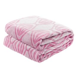 Pack Of 2 Back Printing Shaved Flannel Plush Blanket, checked Blanket for Bed or Sofa, 80" x 90", Pink