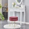 Velvet Round Footrest Stool Ottoman, Modern Upholstered Vanity Pouffe Stool Storage Function Side Table Seat Dressing Chair for Bedroom Living Room  Y