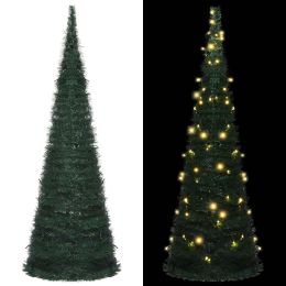 Pop-up String Artificial Christmas Tree with LED Green 70.9"