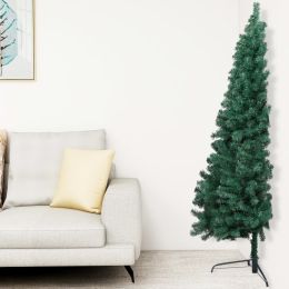 Artificial Half Christmas Tree with Stand Green 72.8" PVC