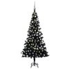 Artificial Christmas Tree with LEDs&Ball Set Black 59.1" PVC