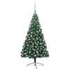 Artificial Half Christmas Tree with LEDs&Ball Set Green 70.9"