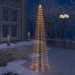 Christmas Cone Tree Warm White 136 LEDs Decoration 27.6"x94.5"