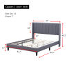 Bed Frame Set, Beds Headboard with Wings & Platform & Slats, Fabric/Queen/Black