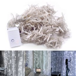 3M x 3M 300-LED White Light Romantic Christmas Wedding Outdoor Decoration Curtain String Lights (110V) RT