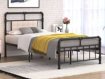 mecor Twin Size Reinforced Metal Bed Frame / Classic Design / Vintage Headboard Footboard / Premium Heavy Duty Steel Slat Support - Twin, Black--YS