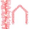 Christmas Garland with LED Lights 393.7" Pink