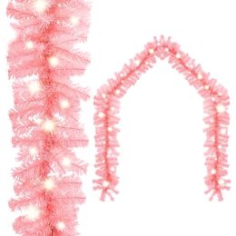 Christmas Garland with LED Lights 393.7" Pink