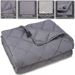 Mooka Weighted Blanket Twin Size for Kids Adults, with Premium Glass Beads, for 110-180 lbs Individuals, Cooling Weighted Blanket for Sleep, Grey