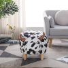 Animal storage stool for kids, ottoman bedroom furniture, cow style kids footstool, cartoon chair with solid wood legs, decorative footstool for offic