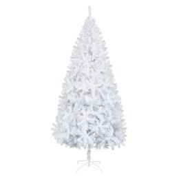 7FT White Christmas Tree with 950 Branches - Premium Artificial Spruce Hinged Snowy Solid White Christmas Tree Lightweight and Easy to Assemble with C