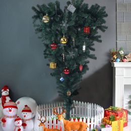 5 Ft Upsidedown Premium Artificial Christmas Tree with Solid Metal Stand, Festive Indoor and Outdoor Decoration