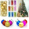 24Pcs/Box Christmas Glitter Ball Ornaments Xmas Tree Ball Hanging Party Decor US Random Color