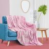 Pack Of 2 Back Printing Shaved Flannel Plush Blanket, checked Blanket for Bed or Sofa, 80" x 90", Pink