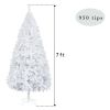 7FT White Christmas Tree with 950 Branches - Premium Artificial Spruce Hinged Snowy Solid White Christmas Tree Lightweight and Easy to Assemble with C