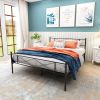 Queen Size Metal Bed Frame Mattress Foundation with Vintage Headboard and Footboard Easy Assembly No Spring Needed,Black