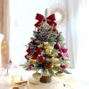 Osunnus Small Christmas Tree with Lights Table Top Mini Christmas Tree Artificial Flocked Xmas Decorations for Living Room Bedroom Office Shop;  18"