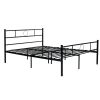 Metal Double Bed/Metal Platform Bed Frame/Foundation with HeadBoard & Footboard, NO Mattress