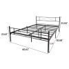 Queen Size Metal Bed Frame Mattress Foundation with Vintage Headboard and Footboard Easy Assembly No Spring Needed,Black