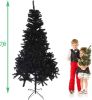 Black Christmas Tree 7 Feet Halloween Tree Artificial Pine Tree Holiday Decoration with Xmas Tree Ornaments w/ 1000 Branch Tips