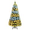 5Ft Pre-Lit Fiber Optic Christmas Tree 8 Flash Modes PVC w/ Double-Color Lights