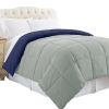 DunaWest Genoa King Size Box Quilted Reversible Comforter , Silver and Blue