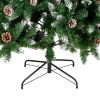 Christmas Tree, 6ft Artificial Christmas Tree Xmas Pine Tree with Legs Flocked Snow Trees with Decoration Perfect for Indoor and Outdoor Holiday Decor