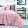 Pack Of 2 Back Printing Shaved Flannel Plush Blanket, checked Blanket for Bed or Sofa, 80" x 90", Pink