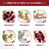 Osunnus Small Christmas Tree with Lights Table Top Mini Christmas Tree Artificial Flocked Xmas Decorations for Living Room Bedroom Office Shop;  18"