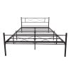 Queen Size Metal Bed Frame Mattress Foundation with Vintage Headboard and Footboard Easy Assembly No Spring Needed,Black