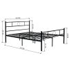 Metal Double Bed/Metal Platform Bed Frame/Foundation with HeadBoard & Footboard, NO Mattress