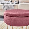 Velvet Round Footrest Stool Ottoman, Modern Upholstered Vanity Pouffe Stool Storage Function Side Table Seat Dressing Chair for Bedroom Living Room  Y