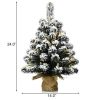 24 Inch Pre-Lit Snow Flocked Tabletop Battery Operated Christmas Tree