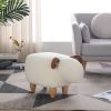 Kids Decorative Animal Sofa Stool, Ottoman Bedroom Furniture, Little Sheep Kids Footstool, Home Cartoon Chair with Solid Wood Legs, Decorative Footsto