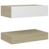 Bedside Cabinets 2 pcs White and Sonoma Oak 23.6"x13.8" Chipboard