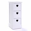 Modern Wood Nightstand Cabinet, Bed Side Table with 3 Drawers, Files Organizer Furniture for Living Room Bedroom Office, White with Heart-Shaped Cut-o