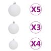 61 Piece Christmas Ball Set with Peak and 150 LEDs White&Gey