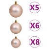 Artificial Christmas Tree with LEDs&Ball Set Pink 59.1" PVC