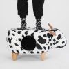 Animal storage stool for kids, ottoman bedroom furniture, cow style kids footstool, cartoon chair with solid wood legs, decorative footstool for offic