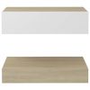 Bedside Cabinets 2 pcs White and Sonoma Oak 23.6"x13.8" Chipboard