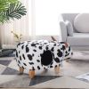 Animal storage stool for kids, ottoman bedroom furniture, cow style kids footstool, cartoon chair with solid wood legs, decorative footstool for offic