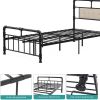 mecor Twin Size Reinforced Metal Bed Frame / Classic Design / Vintage Headboard Footboard / Premium Heavy Duty Steel Slat Support - Twin, Black--YS