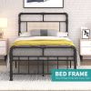 mecor Twin Size Reinforced Metal Bed Frame / Classic Design / Vintage Headboard Footboard / Premium Heavy Duty Steel Slat Support - Twin, Black--YS