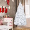 7FT White Christmas Tree with 950 Branches - Premium Artificial Spruce Hinged Snowy Solid White Christmas Tree Lightweight and Easy to Assemble with C